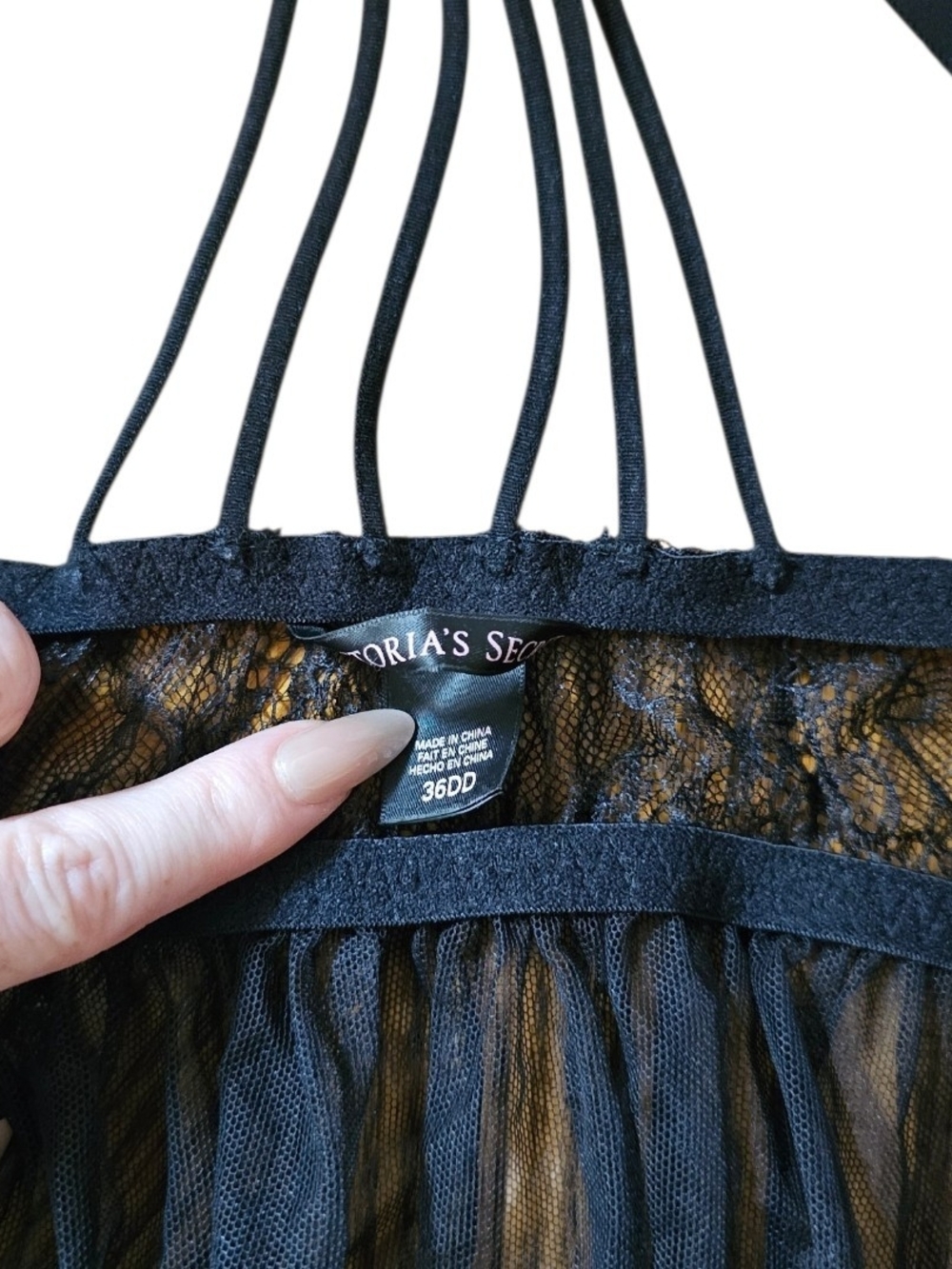 Victoria's Secret 36DD Black Lace Babydoll Chemise Teddy Lingerie - Picture 4 of 5